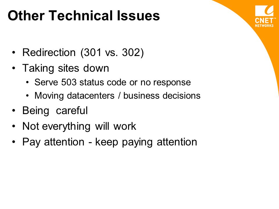 Other Technical Issues Redirection (301 vs.