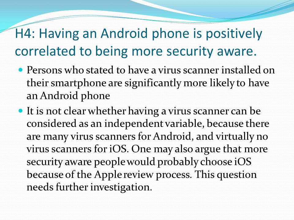 H4: Having an Android phone is positively correlated to being more security aware.