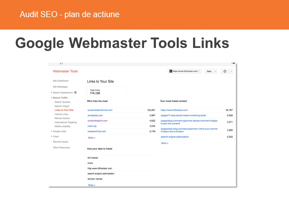 Audit SEO - plan de actiune Google Webmaster Tools Links