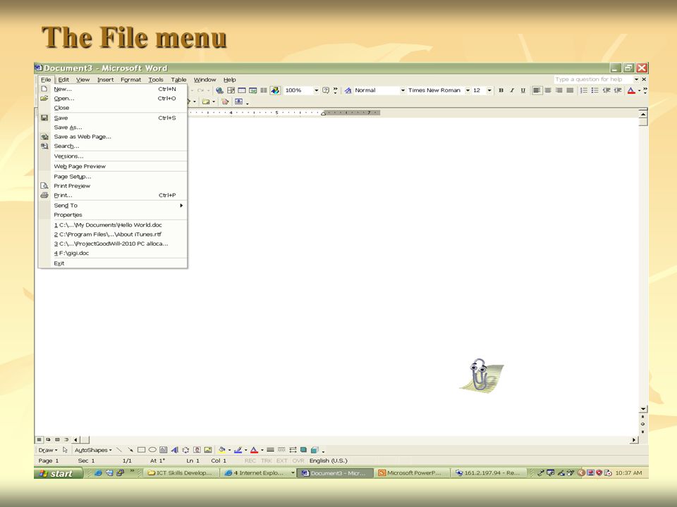 The File menu