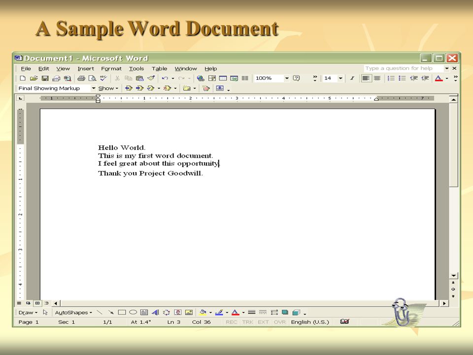 A Sample Word Document A Sample Word Document
