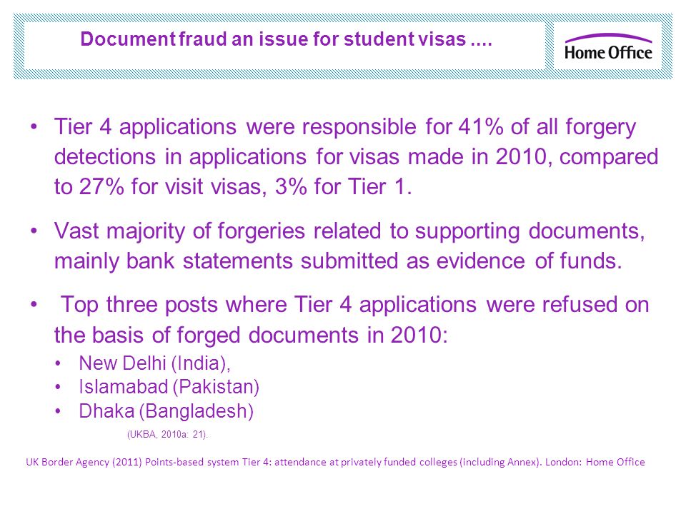 Document fraud an issue for student visas....