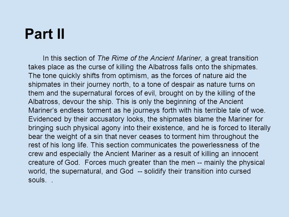 an analysis of the rime of the ancient mariner Rime of the ancient mariner to what extent does coleridge’s ”rime of the ancient mariner” demonstrate the ways of thinking of the romantic period. an analysis of the rime of the ancient mariner Rime of the ancient mariner to what extent does coleridge’s ”rime of the ancient mariner” demonstrate the ways of thinking of the romantic period.