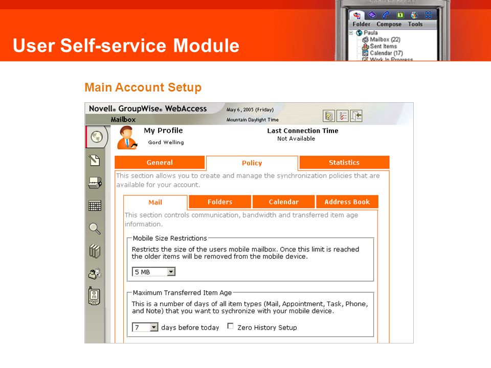 User Self-service Module Main Account Setup Omni Mobile: Main Account Setup