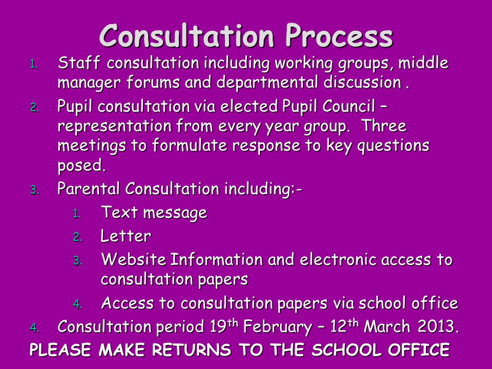 Consultation Process 1.