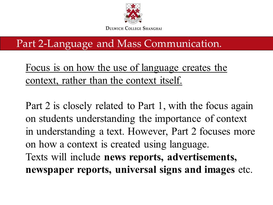 Part 2-Language and Mass Communication.