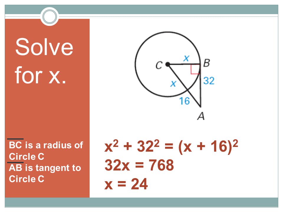 Solve for x.