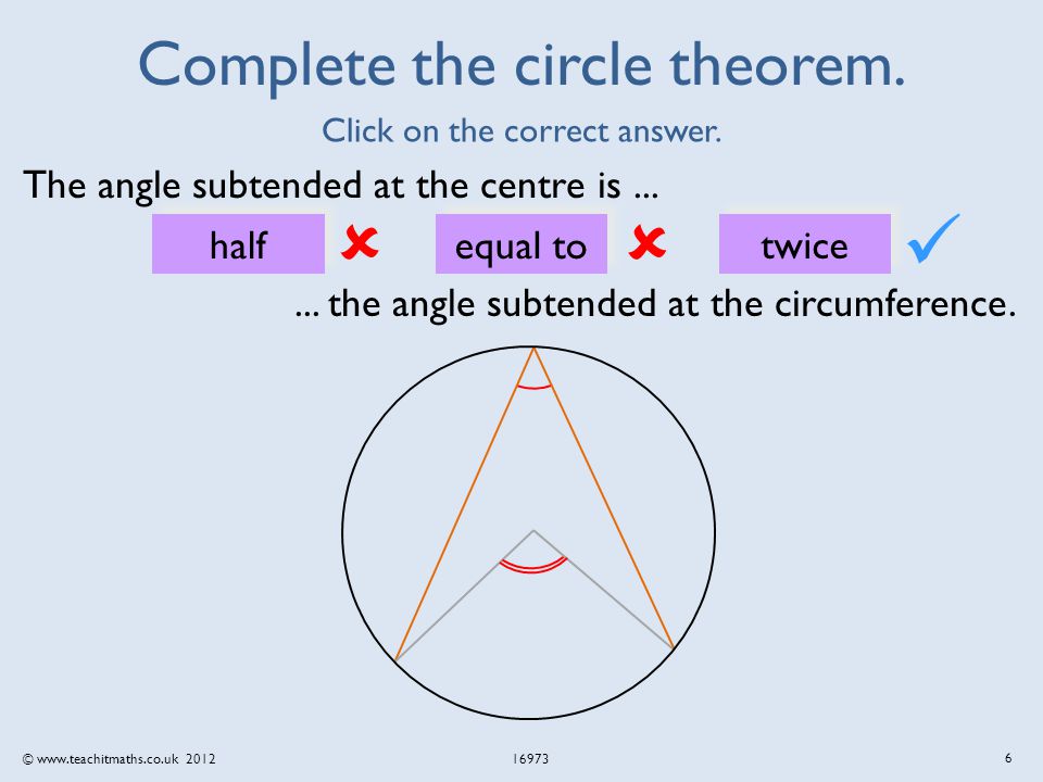 © Complete the circle theorem.
