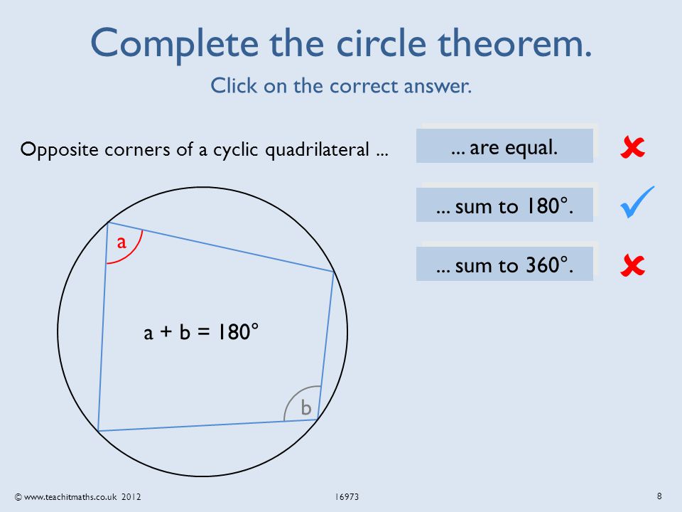 © Complete the circle theorem.
