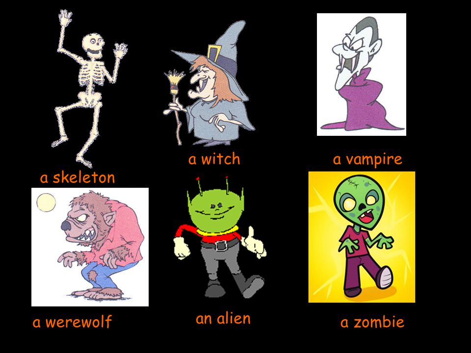 Halloween monsters Frankenstein a ghost a mummy