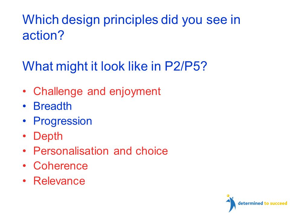 Which design principles did you see in action. What might it look like in P2/P5.