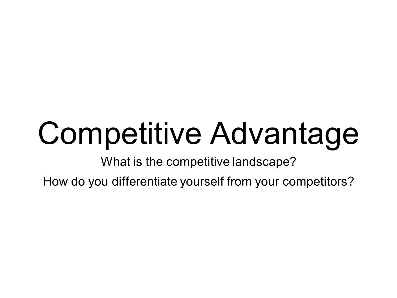 Competitive Advantage What is the competitive landscape.