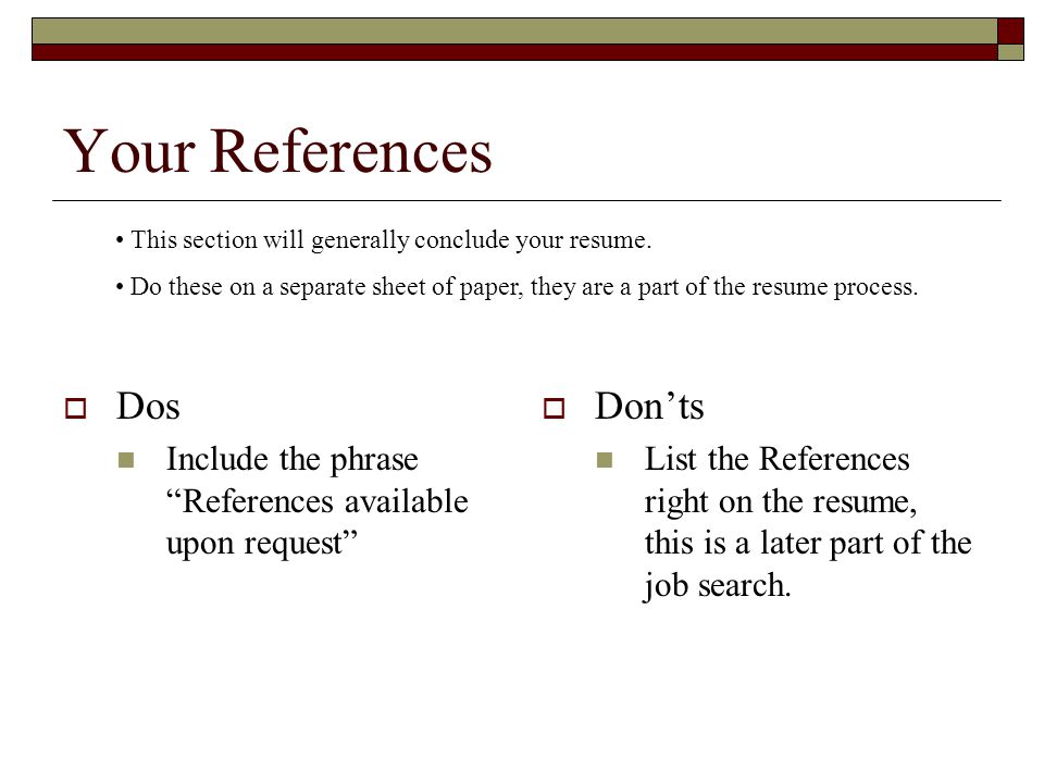how to list a reference on a resumes