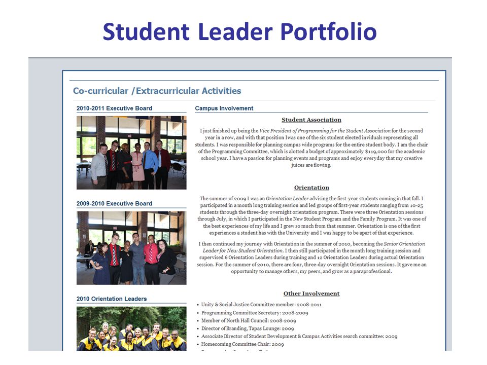 Student Leader Portfolio