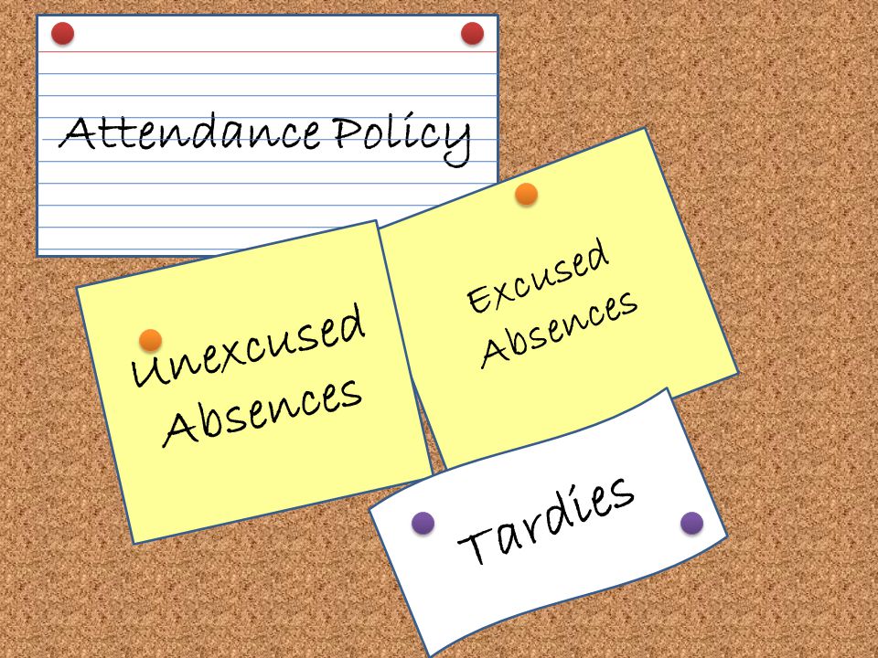 Attendance Policy Excused Absences Unexcused Absences Tardies