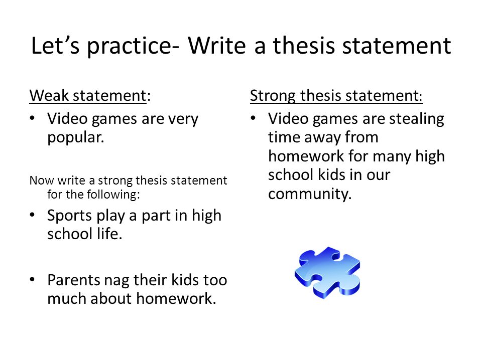 Identifying thesis statements practice