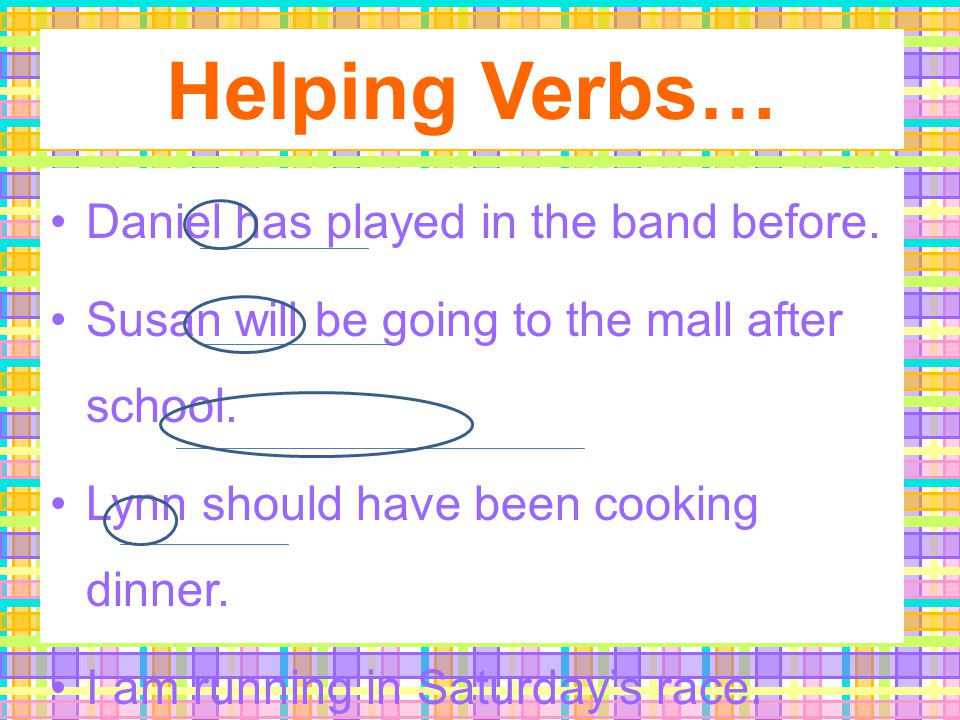 Helping Verbs… Daniel has played in the band before.