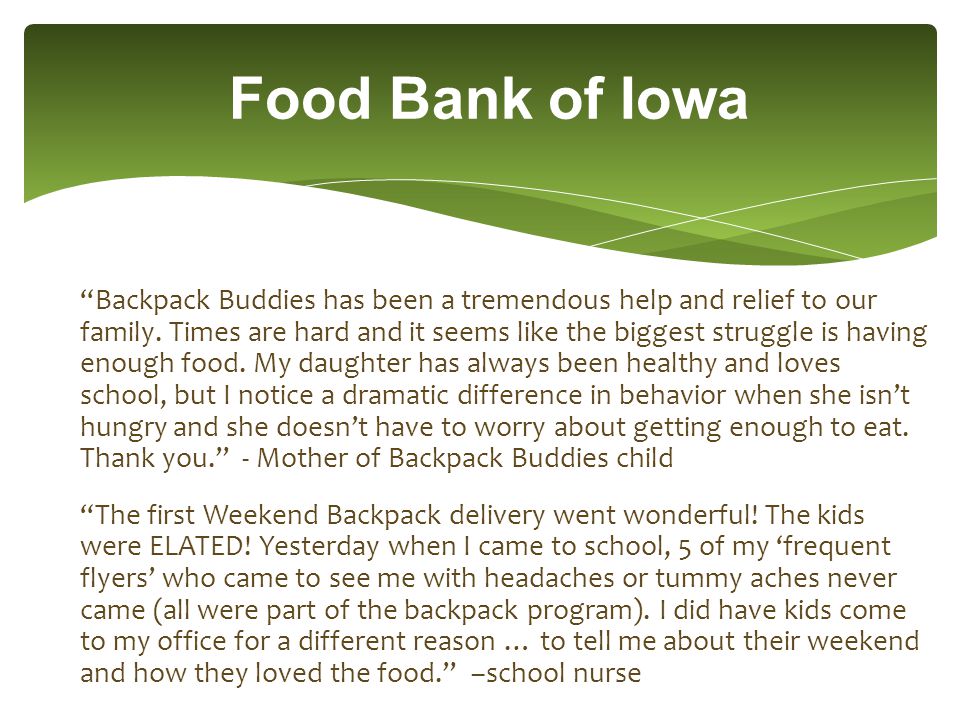 food bank of iowa 2220 e 17 th street des moines ia fax ppt download back pack buddy flyers