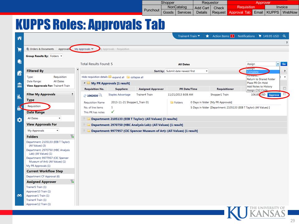 KUPPS Roles: Approvals Tab 29