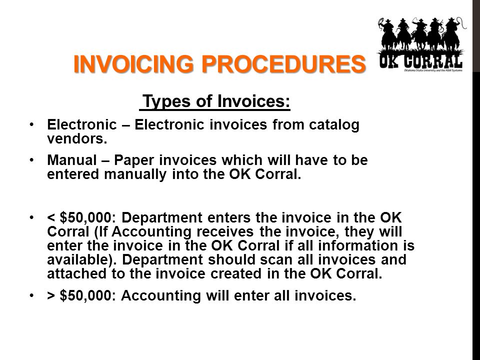 Types of Invoices: Electronic – Electronic invoices from catalog vendors.