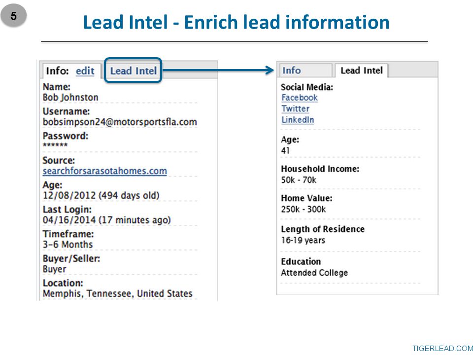 TIGERLEAD.COM Lead Intel - Enrich lead information 5
