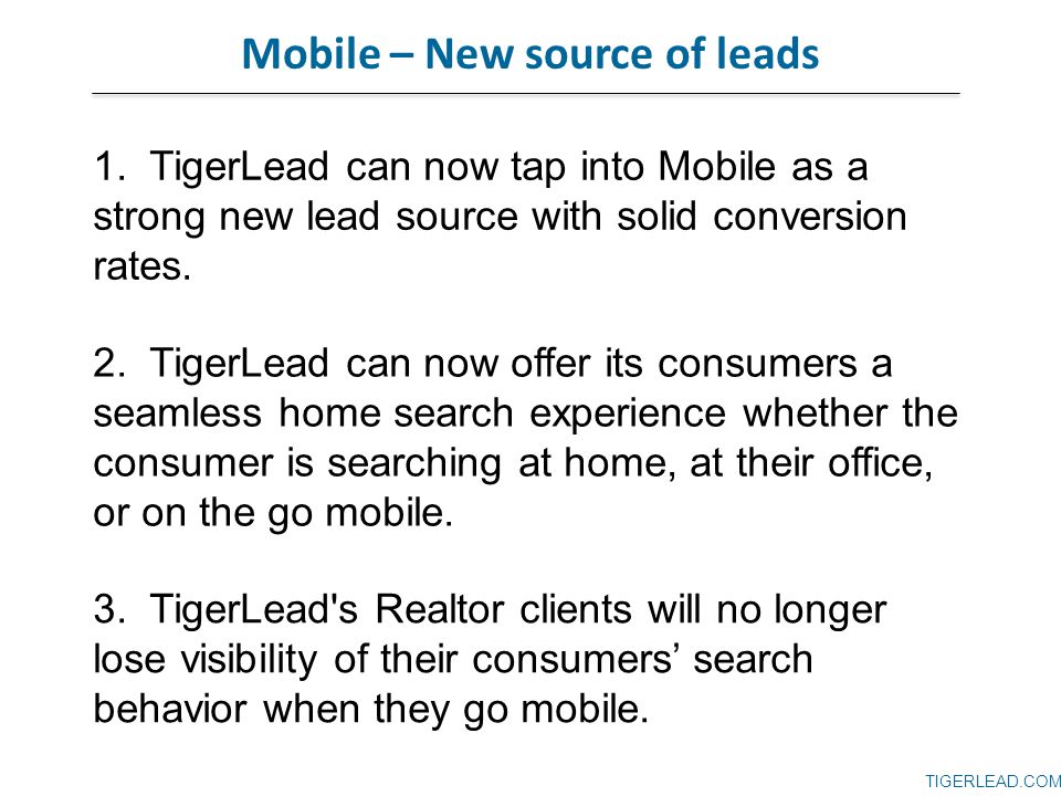 TIGERLEAD.COM Mobile – New source of leads 1.