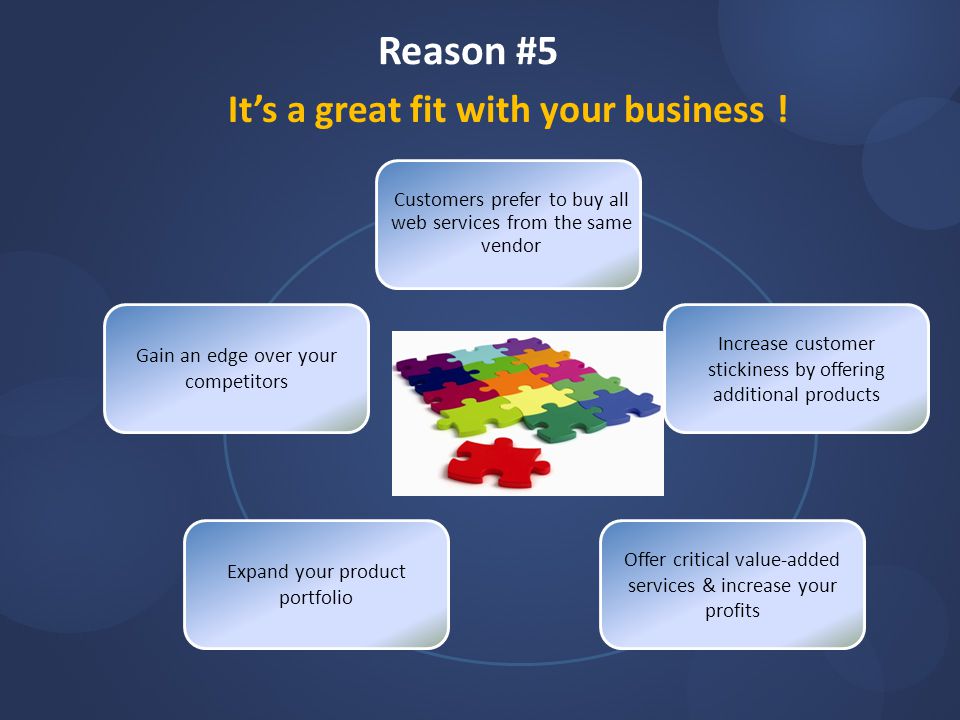 Reason #5 It’s a great fit with your business .