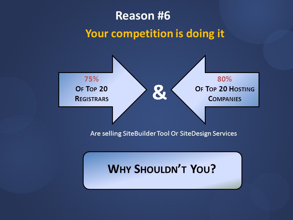 Reason #6 Your competition is doing it & W HY S HOULDN ’ T Y OU .