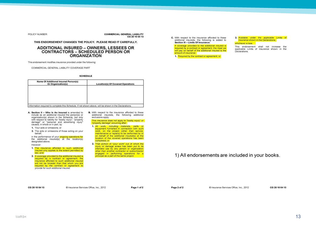 agenda contractual risk transfer crt ppt video online download primary and noncontributory endorsement form
