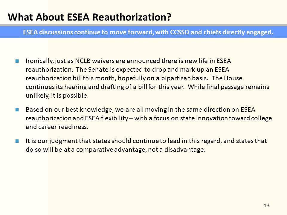 What About ESEA Reauthorization.