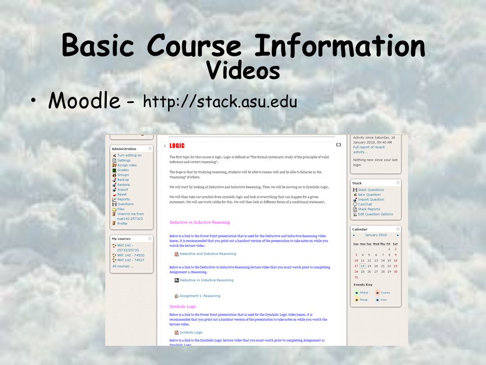Basic Course Information Moodle -   Videos