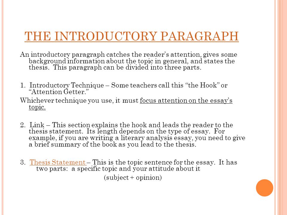 Critical essay introductory paragraph