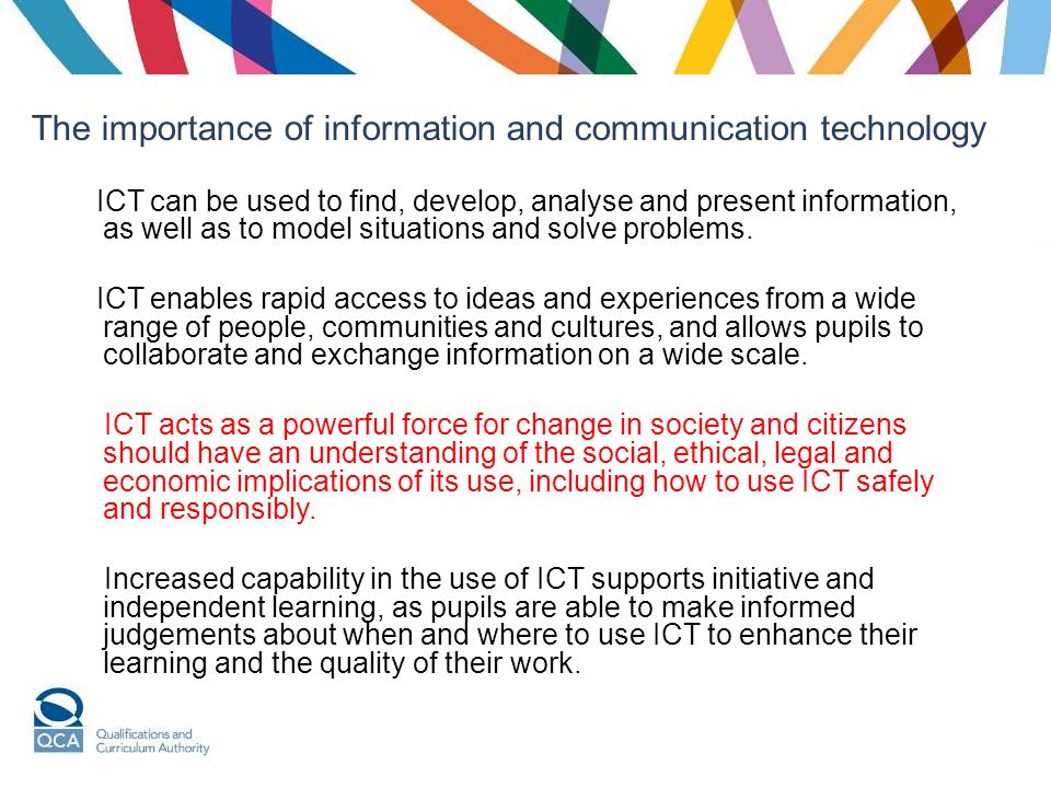 ICT can be used to find, develop, analyse and present information, as well as to model situations and solve problems.