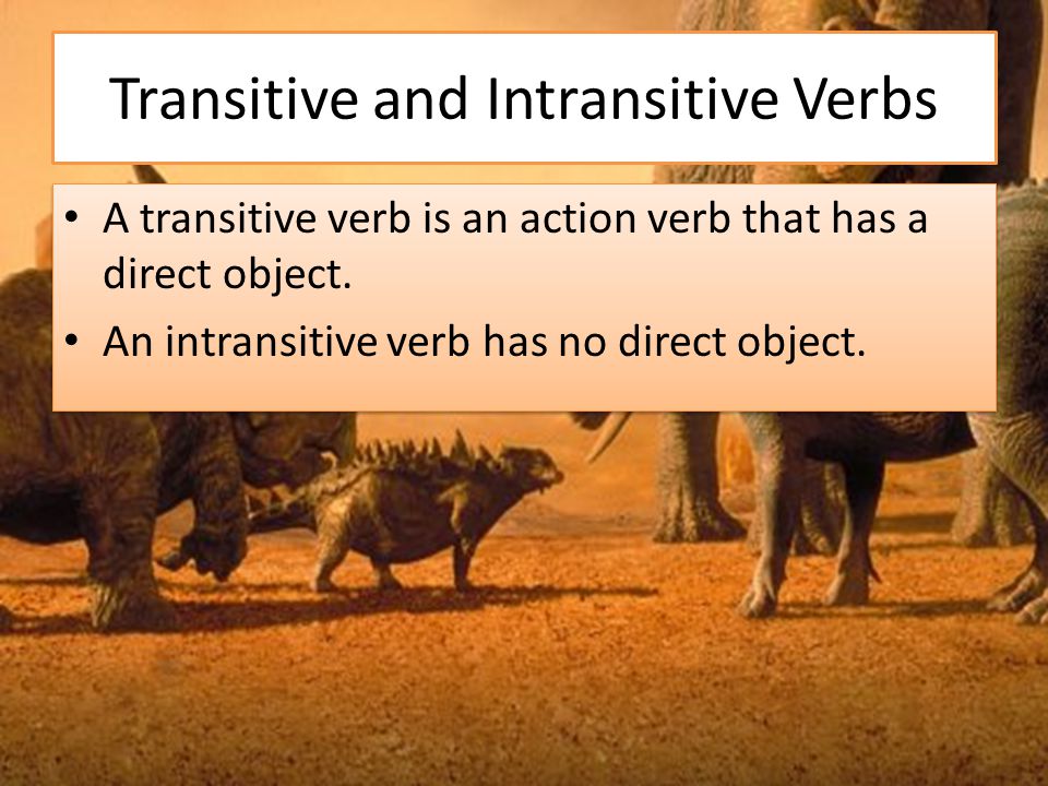 Transitive and Intransitive Verbs A transitive verb is an action verb that has a direct object.