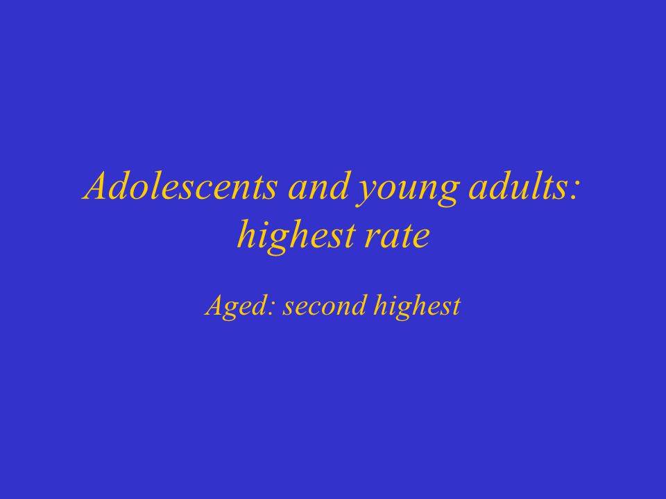 Adolescents and young adults: highest rate Aged: second highest