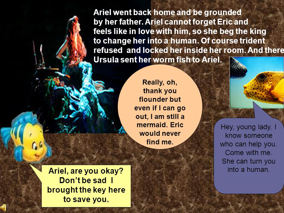 Ariel went back home and be grounded by her father.