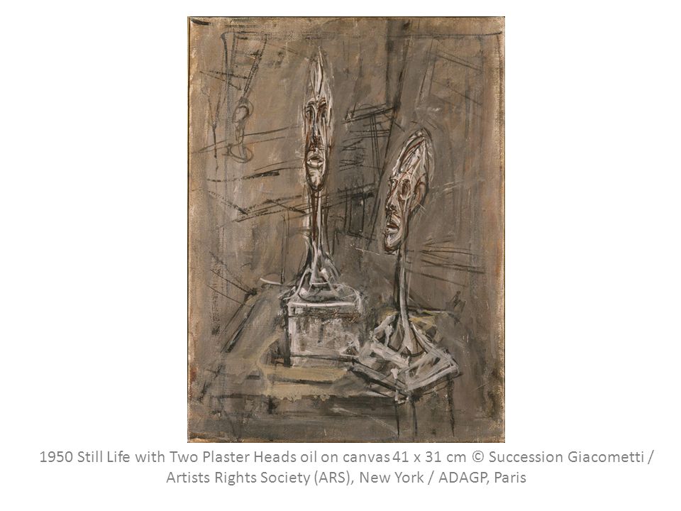 1950 Still Life with Two Plaster Heads oil on canvas 41 x 31 cm © Succession Giacometti / Artists Rights Society (ARS), New York / ADAGP, Paris