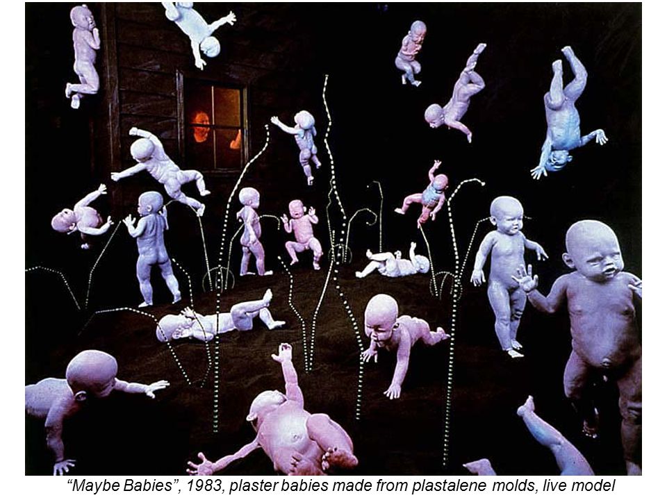 Maybe Babies , 1983, plaster babies made from plastalene molds, live model