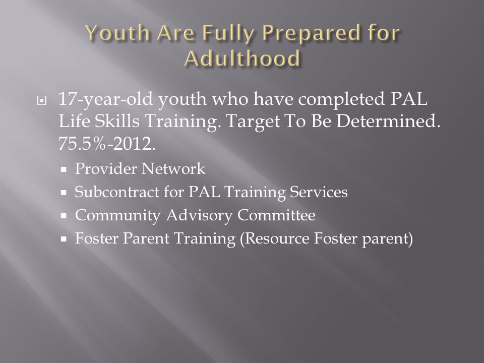  17-year-old youth who have completed PAL Life Skills Training.