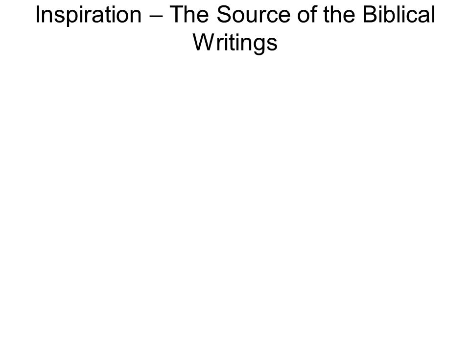 Inspiration – The Source of the Biblical Writings