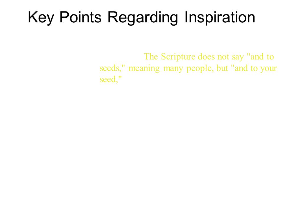 Key Points Regarding Inspiration 16 The promises were spoken to Abraham and to his seed.