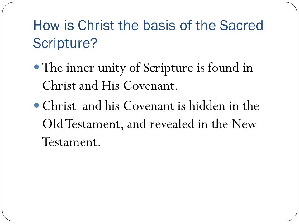 How is Christ the basis of the Sacred Scripture.