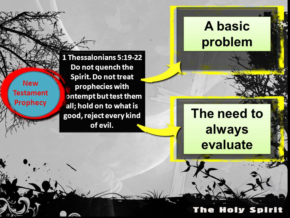 1 Thessalonians 5:19-22 Do not quench the Spirit.