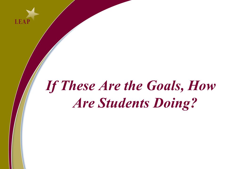 If These Are the Goals, How Are Students Doing