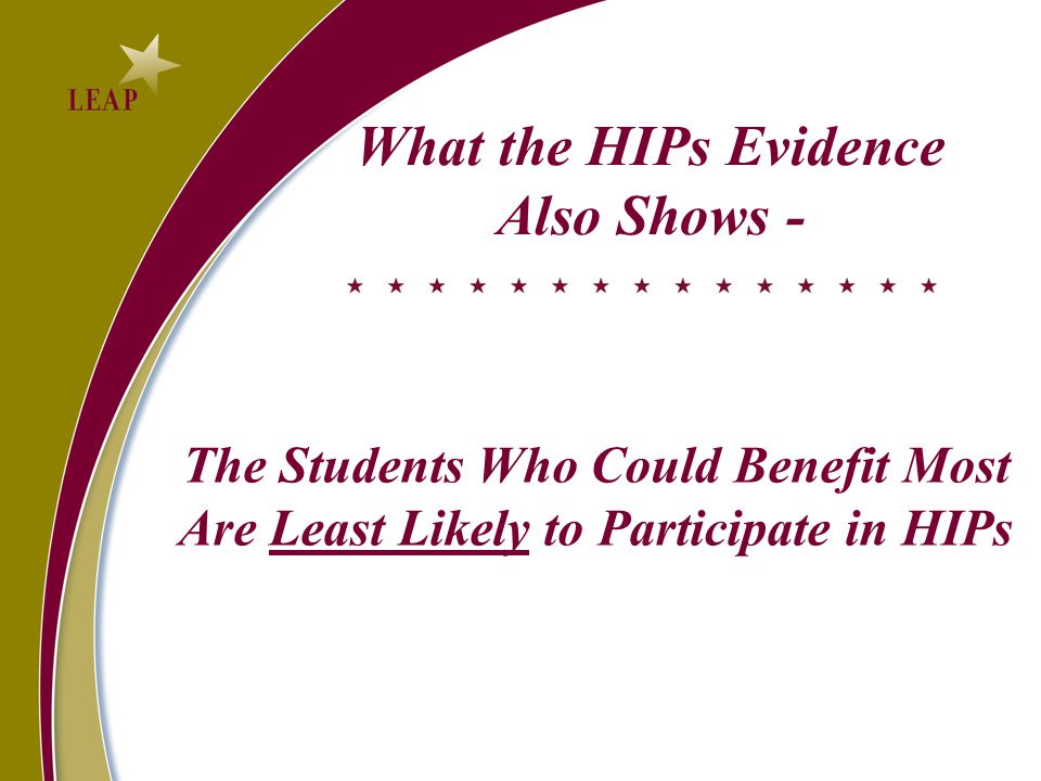 What the HIPs Evidence Also Shows - The Students Who Could Benefit Most Are Least Likely to Participate in HIPs
