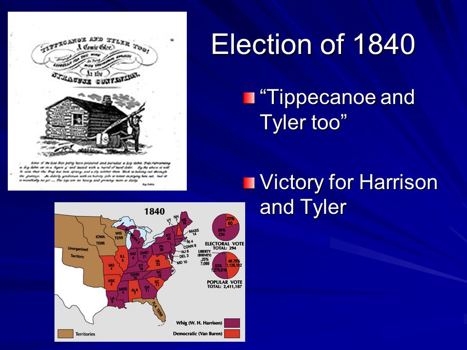 Election of 1840 Tippecanoe and Tyler too Victory for Harrison and Tyler