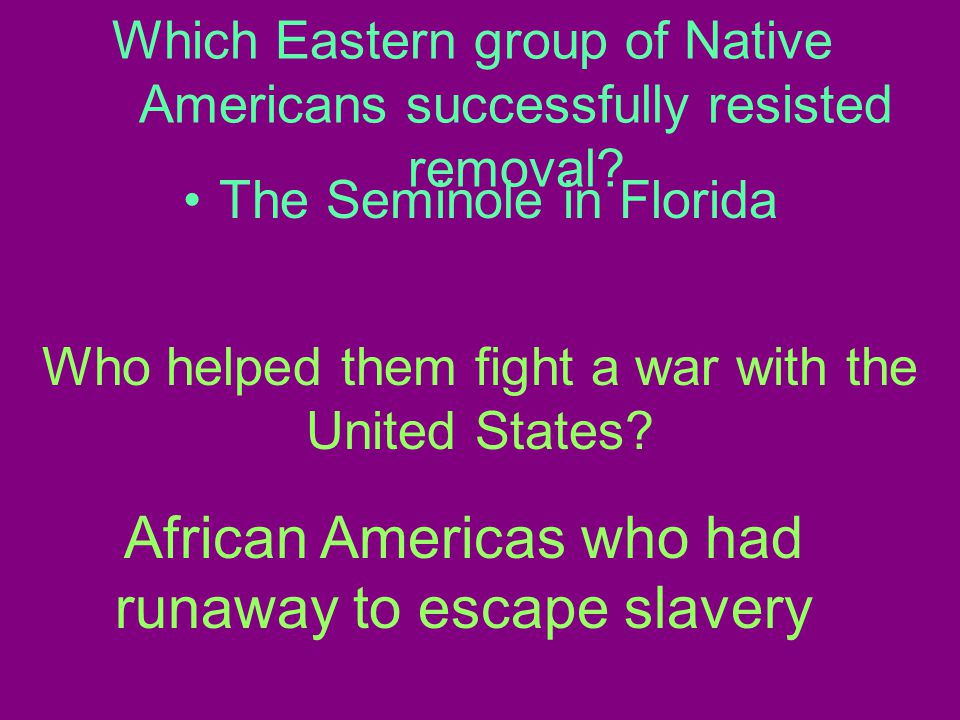 Which Eastern group of Native Americans successfully resisted removal.