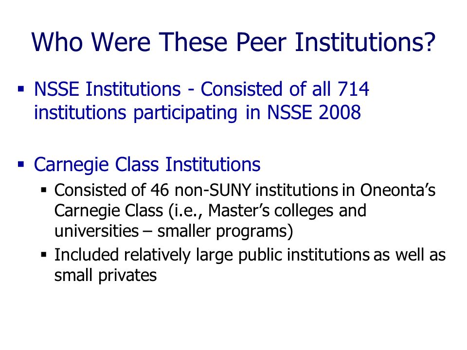 Who Were These Peer Institutions.