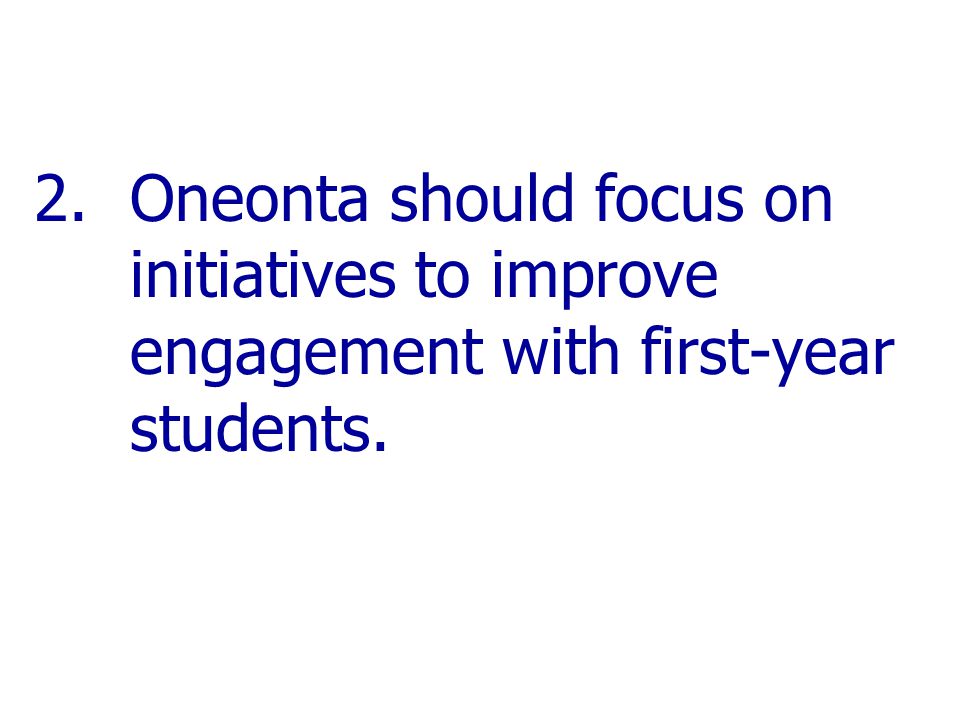 2.Oneonta should focus on initiatives to improve engagement with first-year students.