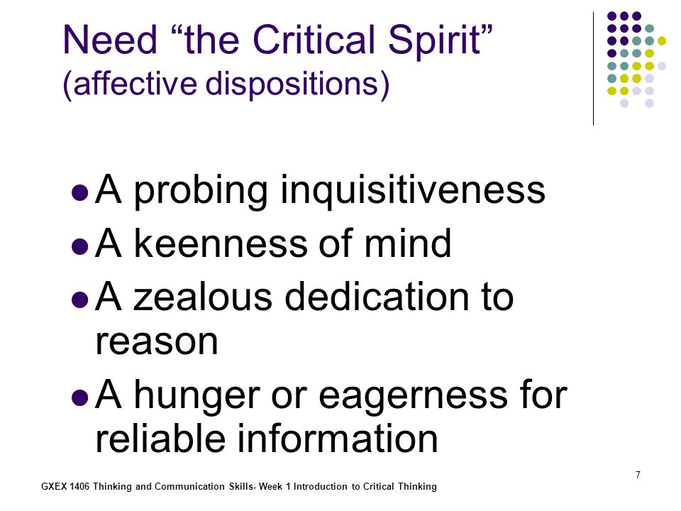 Critical Thinking Dispositions